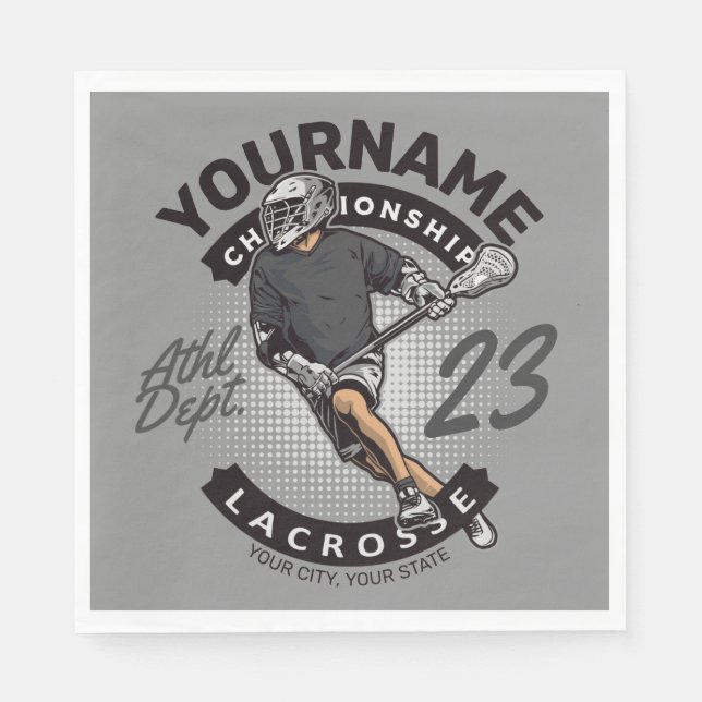 Personalized Lacrosse Player Sports Team Attack  Napkins (Front)