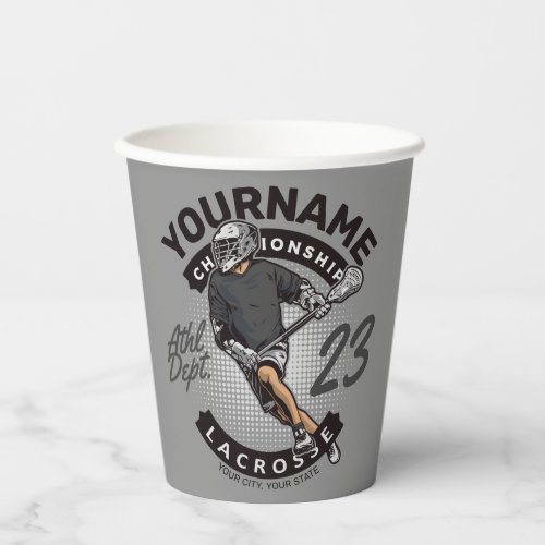 Personalized Lacrosse Player Sports Team Attack  Paper Cups