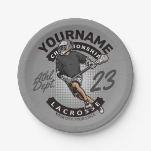 Personalized Lacrosse Player Sports Team Attack Paper Plates