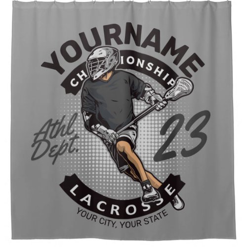 Personalized Lacrosse Player Sports Team Attack  Shower Curtain