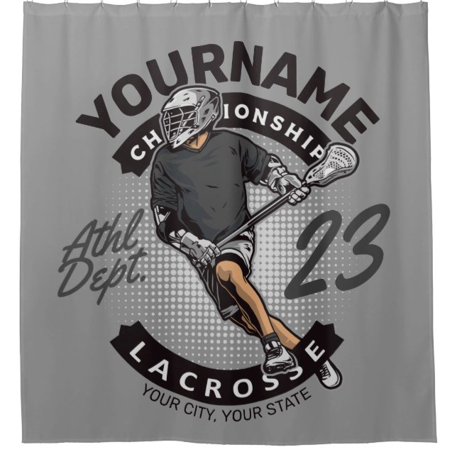 Personalized Lacrosse Player Sports Team Attack  Shower Curtain (Front)