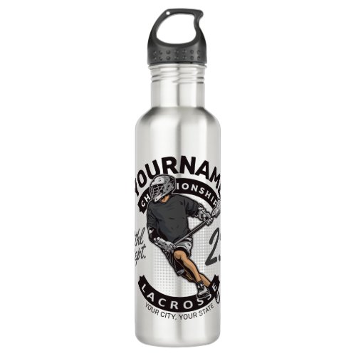 Personalized Lacrosse Player Sports Team Attack Stainless Steel Water Bottle