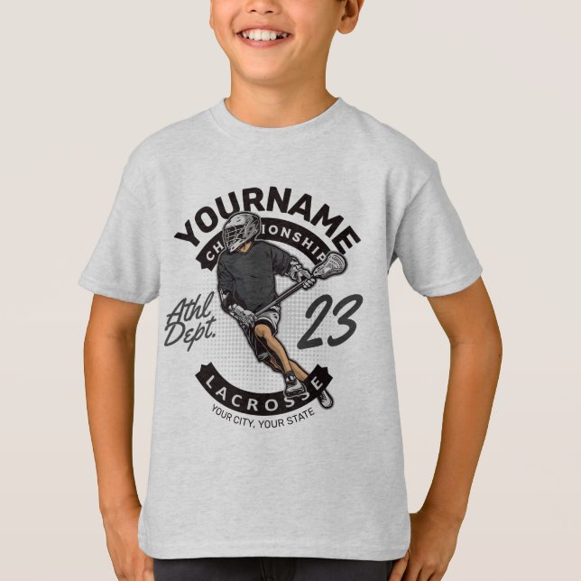 Personalized Lacrosse Player Sports Team Attack  T-Shirt (Front)