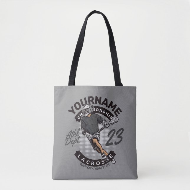 Personalized Lacrosse Player Sports Team Attack  Tote Bag (Front)