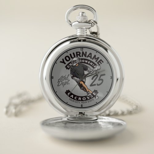 Personalized Lacrosse Player Team Attack Sports Pocket Watch