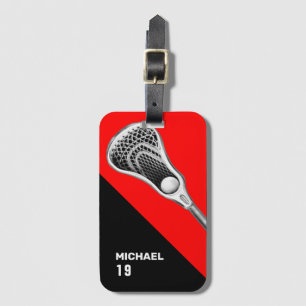 Personalized Lacrosse Red Luggage Tag