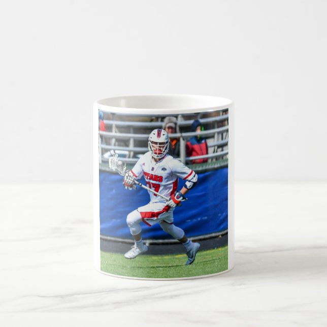Personalized Lacrosse Sport Photo Coffee Mug (Center)