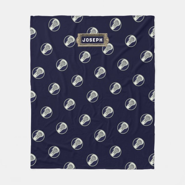 Personalized Lacrosse Sports Fleece Blanket (Front)