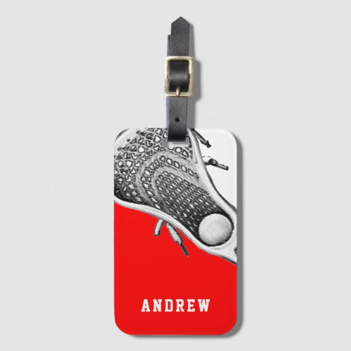 Personalized Lacrosse Team Red Luggage Tag