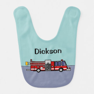 Personalized Ladder Fire Truck Bib for Baby Boys