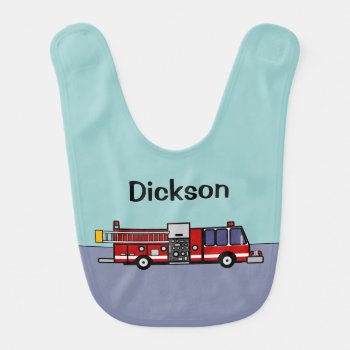 Personalized Ladder Fire Truck Bib For Baby Boys by alinaspencil at Zazzle
