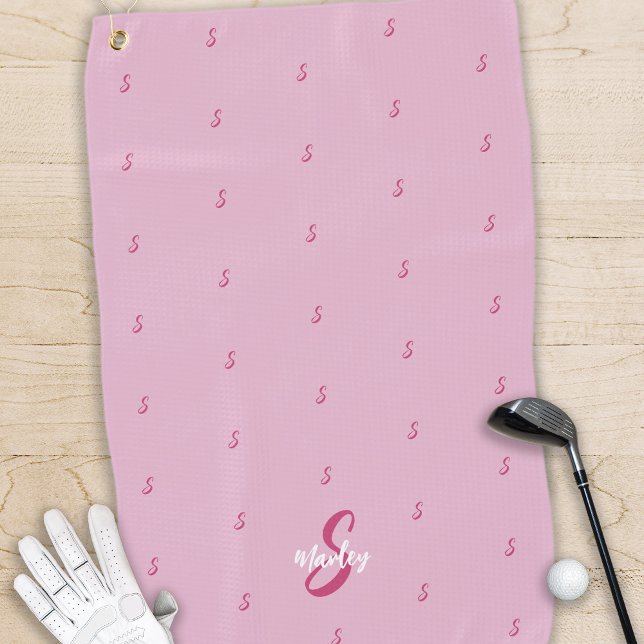Personalized Ladies Pink Monogrammed Name Initial Golf Towel (Creator Uploaded)