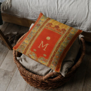 Personalized Ladik-Style Turkish Rug look Throw Pillow
