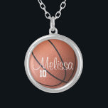 Personalized Lady Basketball Necklace<br><div class="desc">Customize this basketball necklace by changing the player name and number.</div>