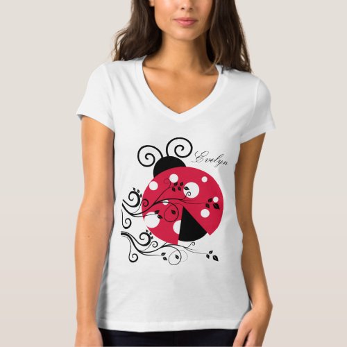 Personalized Lady Bug Womens Tshirt Ladybug