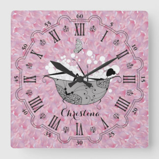 Personalized Lady in the Bath Square Wall Clock