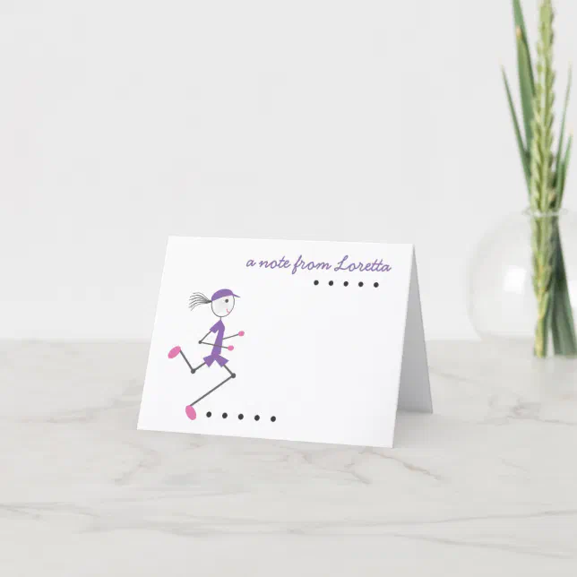 Personalized Lady Running Note Card | Zazzle