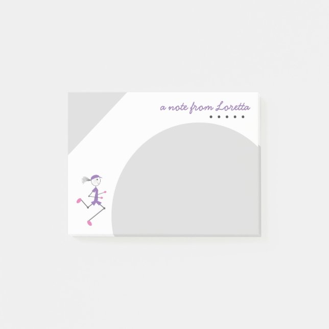 Personalized Lady Running Post-it Notes (Front)