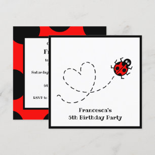 Personalized Ladybird Heart Pattern Invitation
