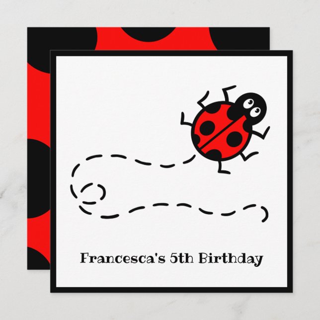 Personalized Ladybird Pattern Invitation (Front/Back)