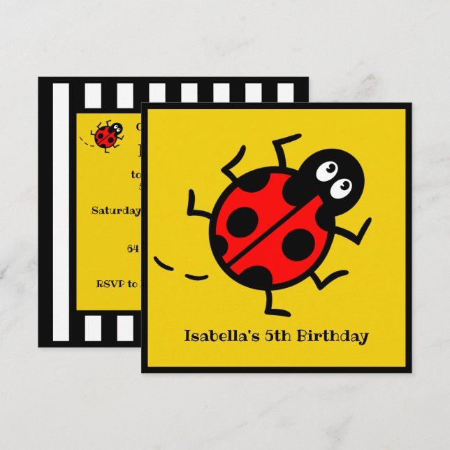 Personalized Ladybird Pattern Invitation (Front/Back)