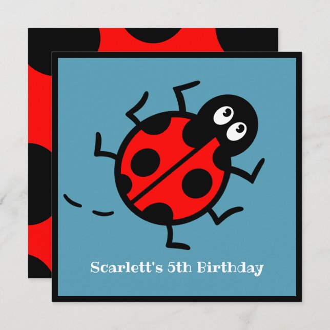 Personalized Ladybird Pattern Invitation (Front/Back)