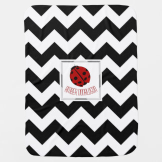 Personalized Ladybug And Chevron Baby Blanket