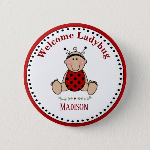 Personalized Ladybug Baby Shower Party  Keepsake Button