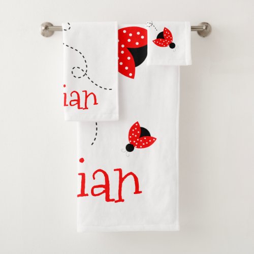 Personalized Ladybug Bath Towel Set