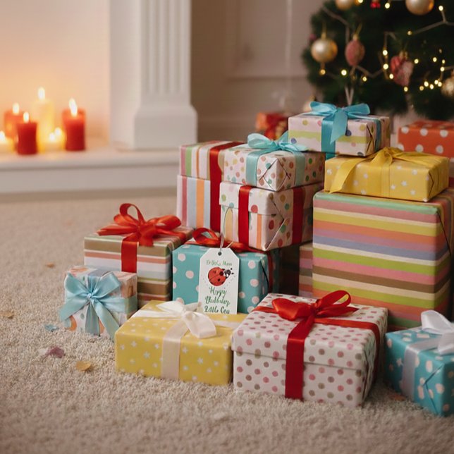 Personalized Ladybug Birthday Gift Tag (Personalized ladybug birthday gift tag adding a sweet, thoughtful touch to children’s gifts.)