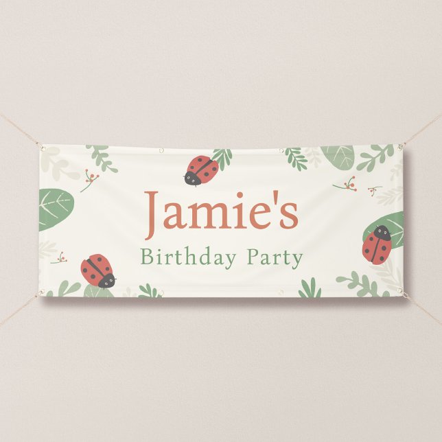 Personalized Ladybug Birthday Party Banner (Ladybird Meadow - 2.5 x 6' Party Banner)