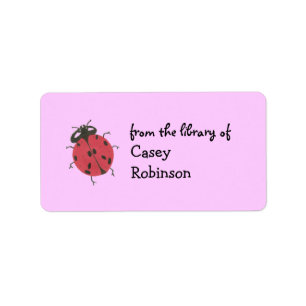 Personalized ladybug bookplate - pink