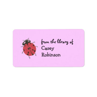Personalized ladybug bookplate - pink
