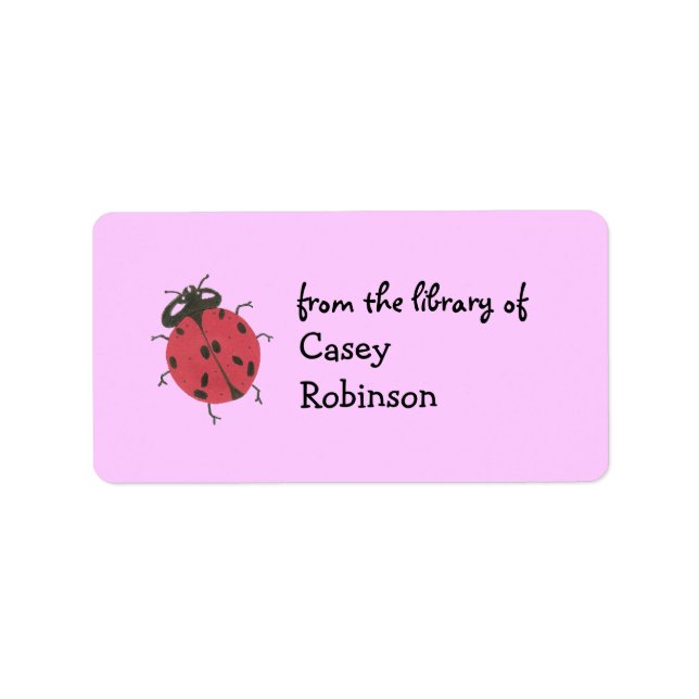 Personalized ladybug bookplate - pink (Front)