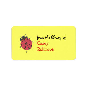 Personalized ladybug bookplate - yellow