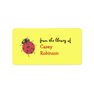 Personalized ladybug bookplate - yellow