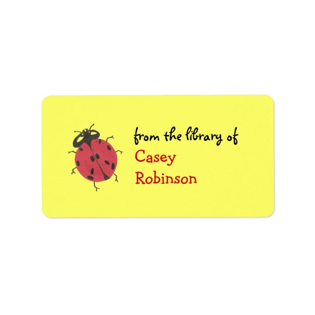 Personalized ladybug bookplate - yellow (Front)
