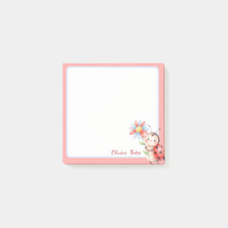 Personalized Ladybug Daisy Sticky Notes
