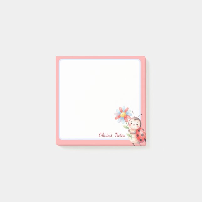 Personalized Ladybug Daisy Sticky Notes (Front)