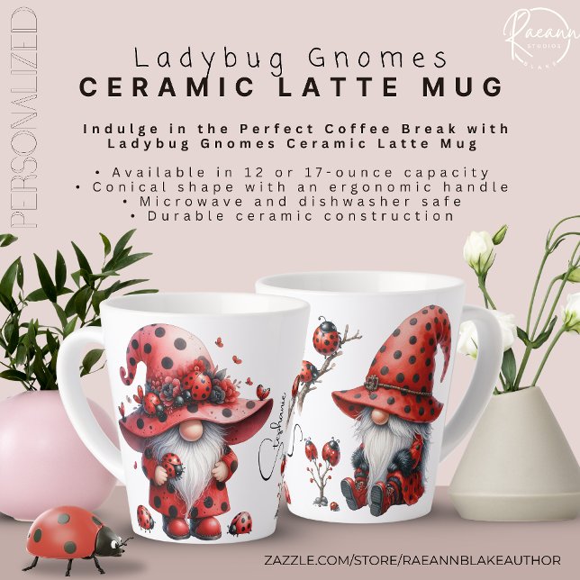 Personalized Ladybug Gnomes Latte Mug (Creator Uploaded)