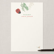 Personalized Ladybug Kids Writing Paper