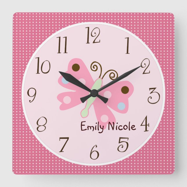 Personalized Ladybug Lullaby/Butterfly Clock (Front)