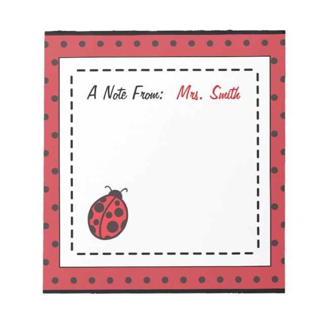 Personalized Ladybug Notepad (Front)