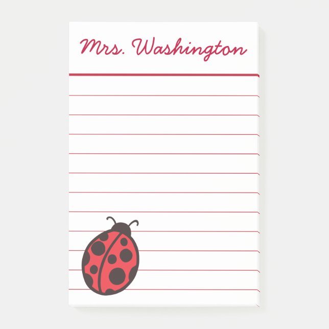 Personalized Ladybug Post It Notes Gift (Front)