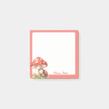 Personalized Ladybug Sleeping Mushroom Sticky Note