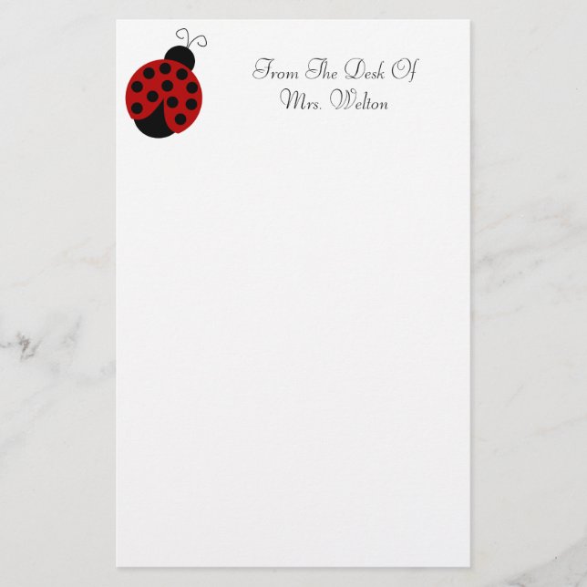 Personalized Ladybug Stationery (Front)