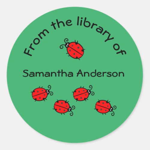 Personalized Ladybug Sticker Bookplate