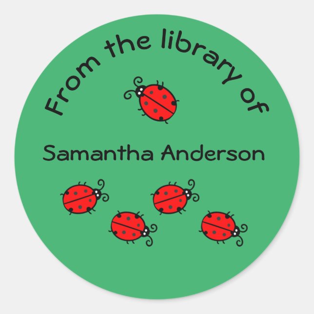 Personalized Ladybug Sticker Bookplate (Front)