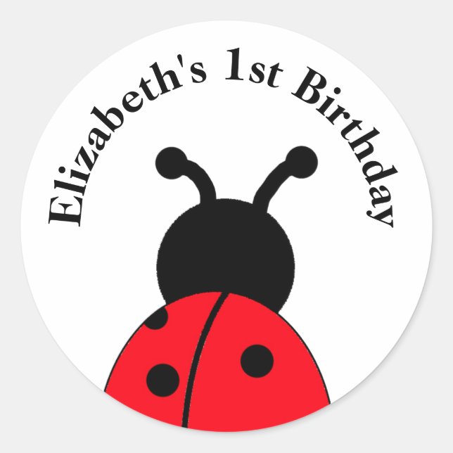 Personalized Ladybug Stickers with name and year (Front)