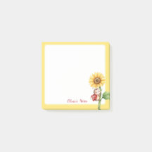 Personalized Ladybug Sunflower Sticky Notes